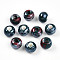 Handmade Porcelain European Beads, Large Hole Beads, Pearlized, Rondelle, Dark Cyan, 12x9mm, Hole: 4mm