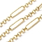 304 Stainless Steel Textured Rectangle with Rolo Chains, Unwelded, with Spool, Ion Plating(IP), Real 18K Gold Plated, 20x5x1mm, interval: 26mm,about 32.81 Feet(10m)/Roll
