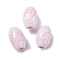 Two Tone Handmade Lampwork Beads, Oval with Scale Pattern, Pink, 16.5~18.5x10.5~11.5mm, Hole: 2.5mm