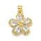Rack Plating Brass Micro Pave Cubic Zirconia Pendants, Cadmium Free & Lead Free, Long-Lasting Plated, Real 18K Gold Plated, Flower, Clear, 20x18x4mm, Hole: 3.5x5mm