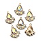 Glass Rhinestone Pendants, with Light Gold Plated Zinc Alloy Findings, Teardrop Charms, Crystal AB, 20x16x5mm, Hole: 1.5mm