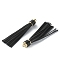 PU Leather Tassel Big Pendants, with Plastic Findings, Black, 110x15x14mm, Hole: 4mm
