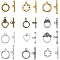 120Pcs 12 Styles Tibetan Style Toggle Clasps, Flower & Heart & Teardrop, Mixed Shapes, Mixed Color, Rings: 14~21x11~19x1.5~3mm, Hole: 1.5~2mm, Bar: 14~26x5.5~8x1.5~4mm, Hole: 1.5~2mm, 10pcs/style