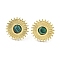 Ion Plating(IP) Real 18K Gold Plated 304 Stainless Steel Flat Round Stud Earrings, with Synthetic Malachite, 15mm