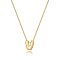 Brass Initial Pendant Box Chain Necklaces for Women, Golden, Letter V, 16.54 inch(42cm)