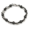 Two Tone 201 Stainless Steel Round Ball Link Chain Bracelet, 304 Stainless Steel Clasps, Black, 8-1/2 inch(21.5cm), Wide: 8mm