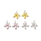 Glass Pendants, with Brass Findings, Flower Charm, Real Platinum Plated, 16x13.5x3mm, Hole: 1mm