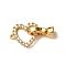 Heart Brass Micro Pave Clear Cubic Zirconia Fold Over Clasps, Nickel Free, Real 18K Gold Plated, 22mm