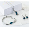 Alloy Rhinestone Jewelry Sets, Include Bracelets & Earrings & Necklaces, Wave/Nuggets, Platinum, Blue Zircon, 450mm