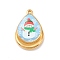 Printed 304 Stainless Steel Pendants, Christmas Charms, Snowman, 28x19x3mm, Hole: 1.8mm