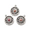 Natural Rhodonite Sun Charms, with 304 Stainless Steel Settings, Stainless Steel Color, 14.5x12x3mm, Hole: 1.4mm