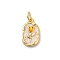 Brass Enamel Pendants, Oval with Flower Charm, with Jump Ring, Cadmium Free & Lead Free, Rack Plating, Long-Lasting Plated, Real 18K Gold Plated, White, 15.5x9x2mm, Hole: 3.5mm