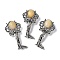 Angel Brass Natural Topaz Jade Pendants, with Jump Ring, Antique Silver, 38x19.5x7.5~9.5mm, Hole: 2x6.5mm
