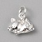Brass Charms, with Jump Ring, Silver, Pig, 10.5x13x4mm, Hole: 4mm
