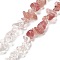 Natural Quartz Crystal & Strawberry Quartz Beads Strands, Chip, 4~17x4~10x1~8mm, Hole: 0.8~1mm, about 116~131pcs/strand, 15.35''~16.14''(39~41cm)