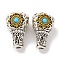 Rack Plating Tibetan Style Alloy 3 Hole Guru Beads, T-Drilled Beads, with Synthetic Turquoise Beads, Antique Silver & Antique Golden, 20x12x10.5mm, Hole: 2mm and 2.5mm