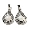 Synthetic Howlite Pendants, Rack Plating Brass Hollow Teardrop Charms, Cadmium Free & Lead Free, Platinum, 29.5x19.5x7.5mm, Hole: 7.5x5mm