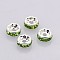 Brass Grade A Rhinestone Spacer Beads, Straight Flange, Rondelle, Silver, Peridot, 7x3.2mm, Hole: 1.8mm