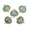 Natural Amazonite Faceted Oval Links, Rack Plating Brass Micro Pave Clear Cubic Zirconia Connector Charms, Golden, 20.5x17.5x4.5mm, Hole: 1.6mm