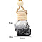 Skull Shape Glass Perfume Bottles Air Freshener Diffuser Bottle Hanging Ornament, with Wood Bead, for Car Rear View Mirror Decoration, Black, 3.5x5cm, Capacity: 8ml(0.27fl. oz)