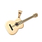 316 Surgical Stainless Steel Enamel Big Pendants, Guitar, Vacuum Plating, Real 18K Gold Plated, Black, 72x31x2.5mm, Hole: 12x6mm