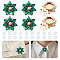 Alloy Cufflinks & 4-Hole Plastic Buttons, with Alloy Rhinestone, Golden, Flower & Flat Round, Emerald, 27mm & 11x2mm, 26pcs/set