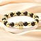 Brass Micro Pave Cubic Zirconia Beads Stretch Bracelets for Women Men, Lead Free & Cadmium Free, Long-Lasting Plated, Real 18K Gold Plated, Skull, Inner Diameter: 2-1/8 inch(5.4cm), Skull: 12.5x9x7.5mm