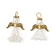 2Pcs ABS Plastic Imitation Pearl Pendants, Angel, with Alloy Wing & 304 Stainless Steel Loop, Mixed Color, 25.5~29.5x18.5x15~18.5mm, Hole: 3.5mm