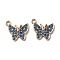 Light Gold Plated Alloy Pendants, with Rhinestone, Butterfly Charms, Light Sapphire, 17.5x15.5x2.5mm, Hole: 1.8mm