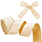 Single Face Velvet Wired Ribbon, Gold Edged Polyester Back Ribbon, for Bowknot Making, Antique White, 2-3/8 inch(60mm), about 10 yards