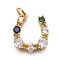 Rack Plating Brass Colorful Cubic Zirconia Pendants, Cadmium Free & Nickel Free & Lead Free, Long-Lasting Plated, with Jump Ring, U-Shape, Real 18K Gold Plated, 13x11x2.5mm, Jump Ring: 4x0.5mm, Inner Diameter: 2mm