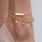 Alloy Tassel Double Layer Anklets for Women, Golden, Star, 8-5/8 inch(220mm)