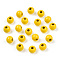Spray Painted Alloy Beads, Round, Yellow, 4x3mm, Hole: 1.2mm