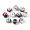 Handmade Porcelain Beads, Rondelle, Fancy Antique Glazed Porcelain, Light Cyan, 8.2~9x7~7.5mm, Hole: 2.5~3mm