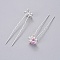 (Defective Closeout Sale) Lady's Hair Accessories Silver Color Plated Iron Rhinestone Hair Forks, Crown, Amethyst, 68mm