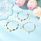 3Pcs 3 Colors Adjustable Glass Seed Round Beaded Braided Bracelet Sets, Heart 304 Stainless Steel Charm Bracelets for Women, Golden, Mixed Color, Inner Diameter: 2~3-1/4 inch(5.05~8.1cm), 1pc/color