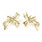 Brass Studs Earrings, Long-Lasting Plated, Lead Free & Cadmium Free, Bowknot, Real 18K Gold Plated, 21x23mm