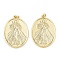 Brass Pendants, Mercy Jesus, Cadmium Free & Lead Free, Rack Plating, Long-Lasting Plated, with Jump Ring, Real 18K Gold Plated, 35x25x2mm, Hole: 3mm