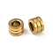 Ion Plating(IP) 202 Stainless Steel Beads, Grooved Column, Real 18K Gold Plated, 12x8mm, Hole: 6.5mm