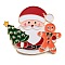 Christmas Theme Alloy Enamel Brooches, for Backpack Clothes, Santa Claus with Christmas Tree, FireBrick, 42x49mm