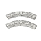 Hollow Out Brass Tube Beads, Curved Tube, Real Platinum Plated, 48x14x8.5mm, Hole: 6mm