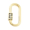 Rack Plating Brass Screw Clasps, Long-Lasting Plated, Lead Free & Cadmium Free, Oval, Black, Real 18K Gold Plated, 27x15mm