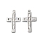 304 Stainless Steel Pendants, with Glass, Corss Charms, Platinum, Clear, 24.5x15.5x3.5mm, Hole: 1.4mm