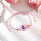 Adjustable Nylon Cord Braided Beads Bracelets, Lampwork Evil Eye Bead Bracelets for Women, with Glass Seed Beads, Pink, Inner Diameter: 3-3/8 inch(8.5cm)