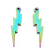 Ion Plating(IP) 201 Stainless Steel Pendants, Lightning Bolt, Rainbow Color, 32.5x7x1.5mm, Hole: 1.6mm