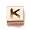 Ion Plating(IP) 304 Stainless Steel Square Slide Charms, Rose Gold, Letter K, 9x8x4mm, Hole: 3.5x8.5mm