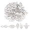 40Pcs 5 Style 304 Stainless Steel Links Connectors, Laser Cut, Mixed Shapes, Stainless Steel Color, 8pcs/style
