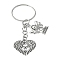 Alloy Keychain, with Iron Rings, Wings, Antique Silver, 11.5cm