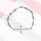 201 Stainless Steel Link Chain Bracelets, with 304 Stainless Steel Clasps and Polymer Clay Rhinestones for Women, Cross, Light Sapphire, 8-1/4~8-1/2 inch(20.9~21.7cm)
