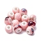 Handmade Porcelain Beads, Round, Pink, 6~7x5~6mm, Hole: 2mm